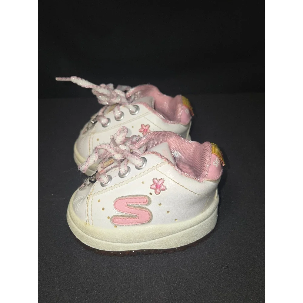 Skechers‎ Build a Bear Workshop White Pink Heart Flower Toddler Shoes